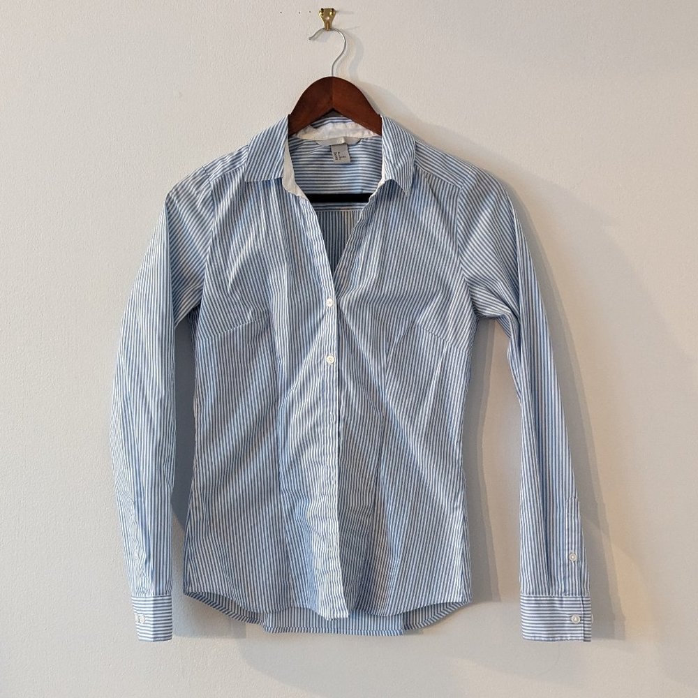 H&M Blue Striped Button Down
